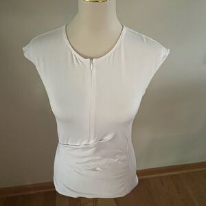 ATHLETA Women’s White 1/2 Zip Athletic Rushed Running T-Shirt Size S